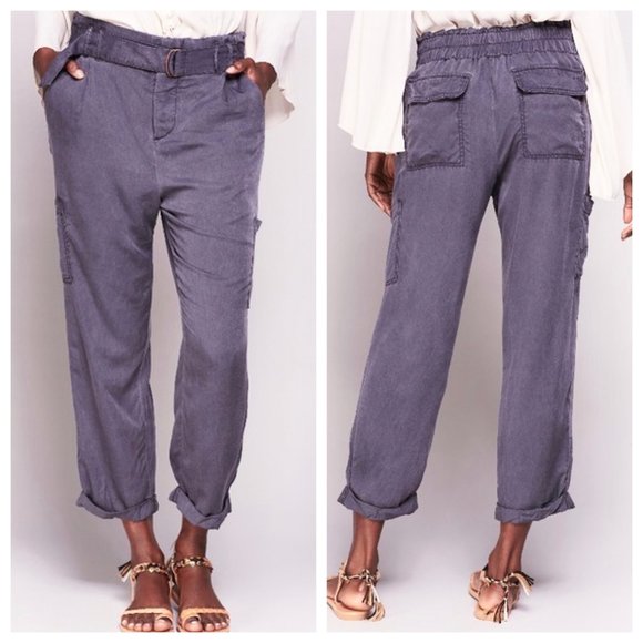 Free People Pants - $128 NWT FREE PEOPLE Belted Dark Purple Cargo Pant